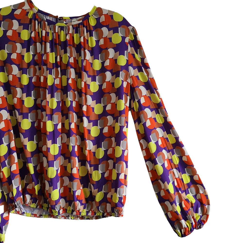PARISIENNE ET ALORS Colorful Long Sleeve Blouse Women's US 8/Medium FR 38 - Picture 3 of 10